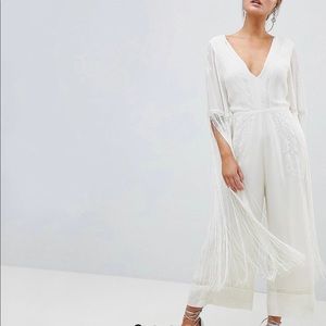 ASOS DESIGN Premium Jumpsuit With Embroidery And Fringing NWT size 2